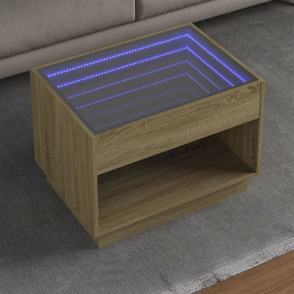 VidaXL Salontafel met Infinity LED 70x50x50 cm sonoma eikenkleurig