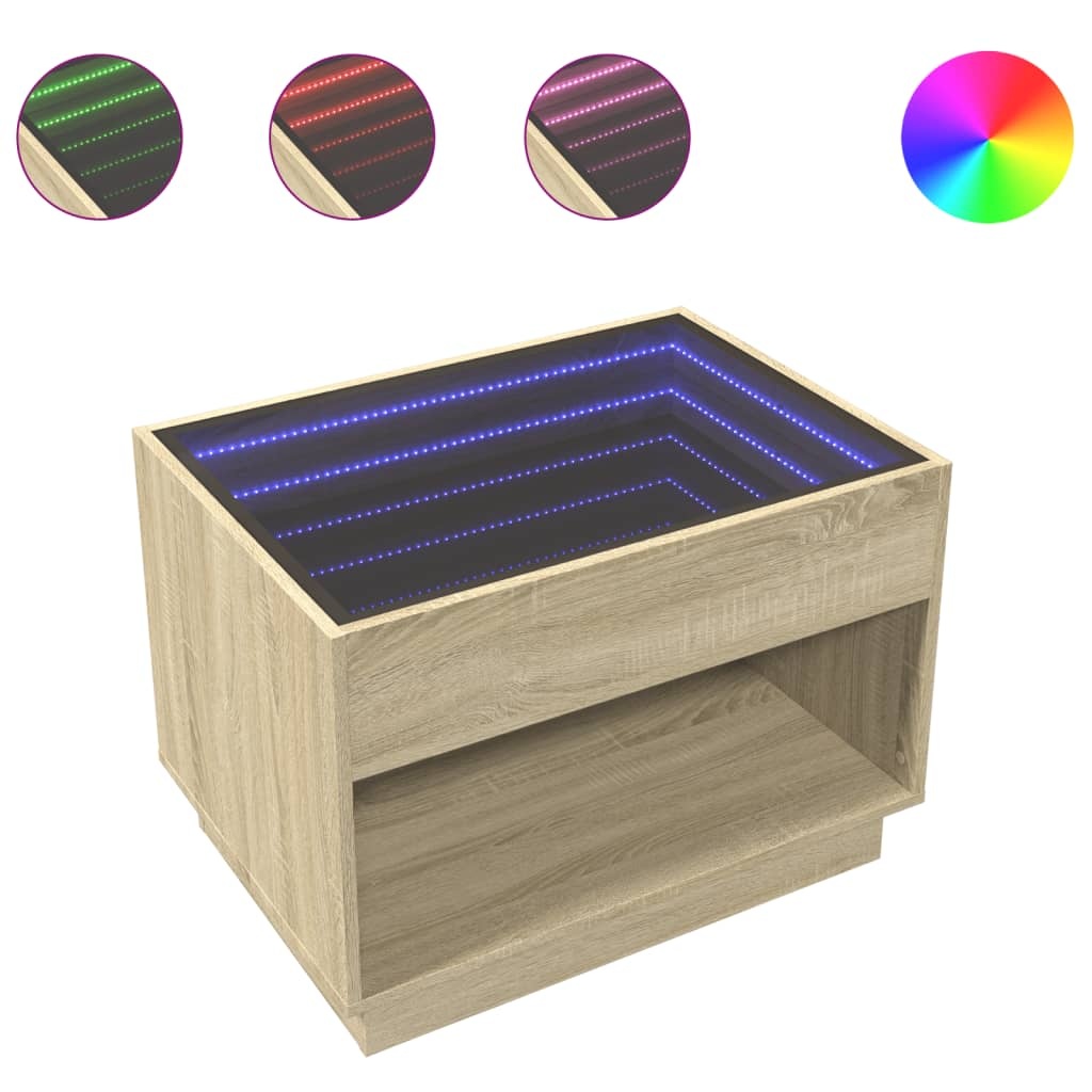 VidaXL Salontafel met Infinity LED 70x50x50 cm sonoma eikenkleurig