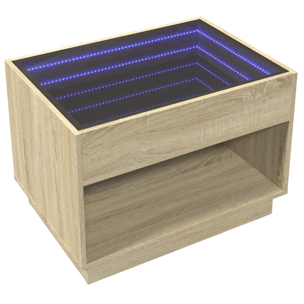 VidaXL Salontafel met Infinity LED 70x50x50 cm sonoma eikenkleurig