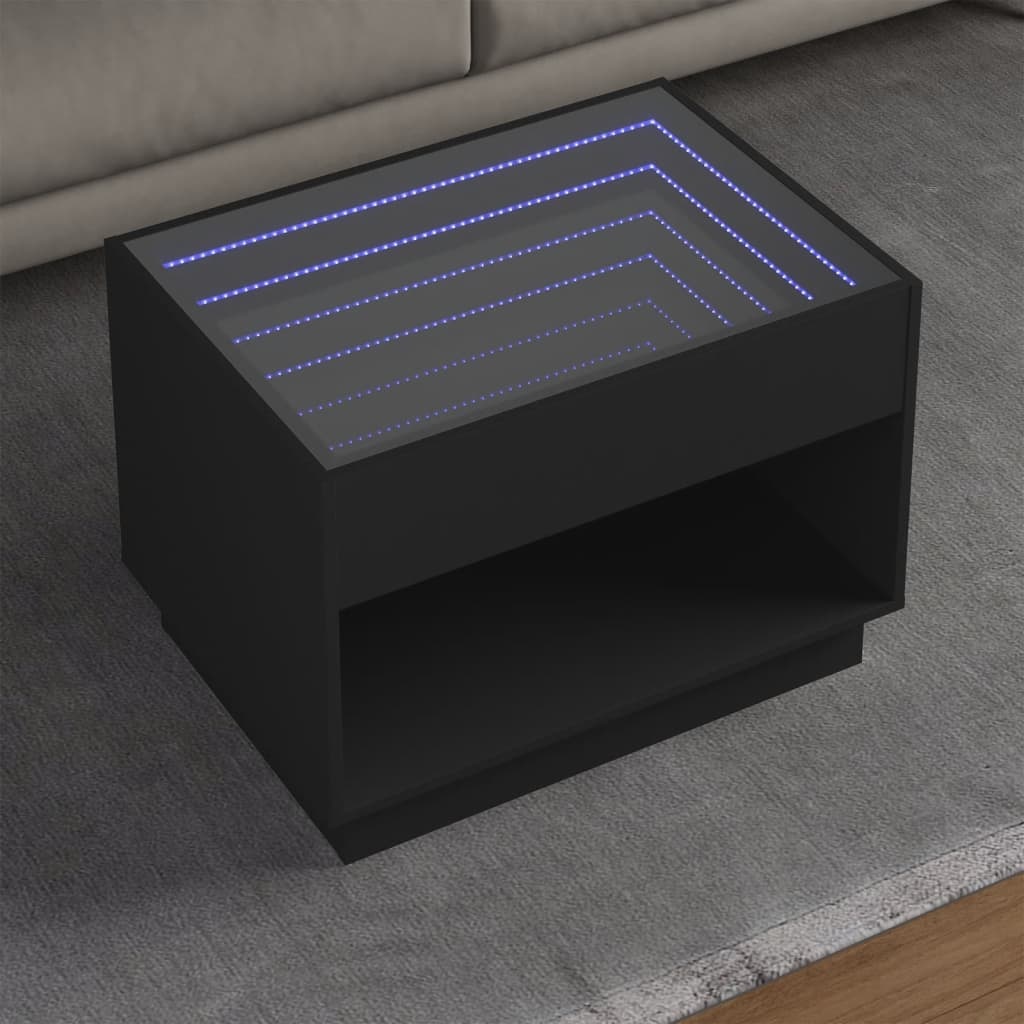 VidaXL Salontafel met Infinity LED 70x50x50 cm zwart