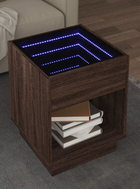 VidaXL Salontafel met Infinity LED 40x40x50 cm bruin eikenkleurig