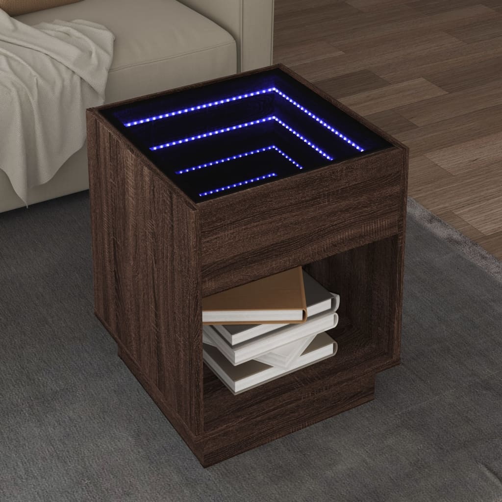 VidaXL Salontafel met Infinity LED 40x40x50 cm bruin eikenkleurig