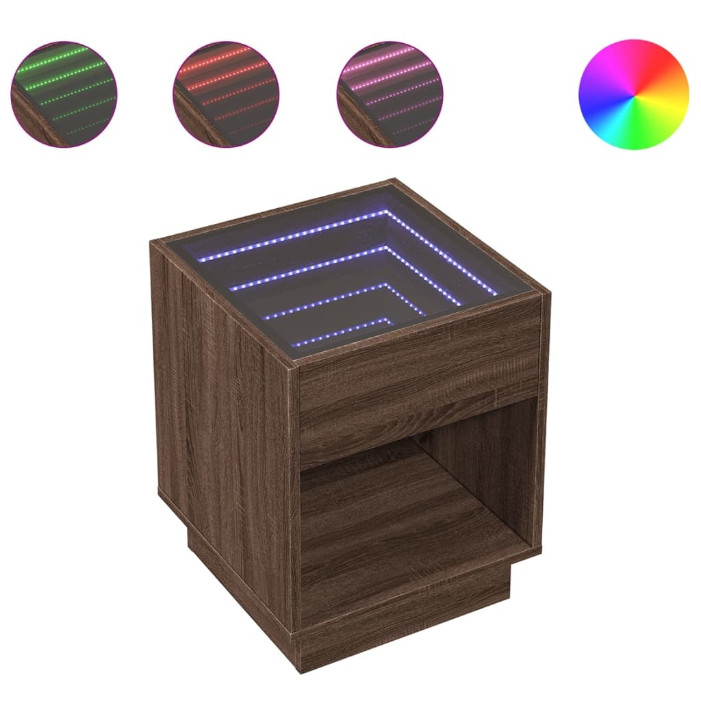 VidaXL Salontafel met Infinity LED 40x40x50 cm bruin eikenkleurig