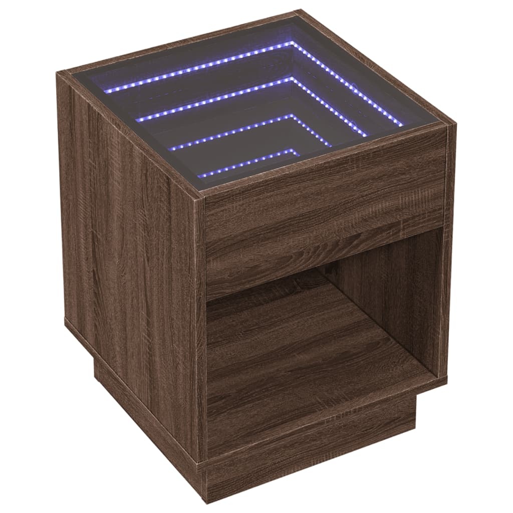 VidaXL Salontafel met Infinity LED 40x40x50 cm bruin eikenkleurig