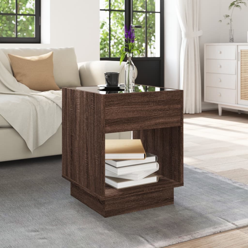VidaXL Salontafel met Infinity LED 40x40x50 cm bruin eikenkleurig