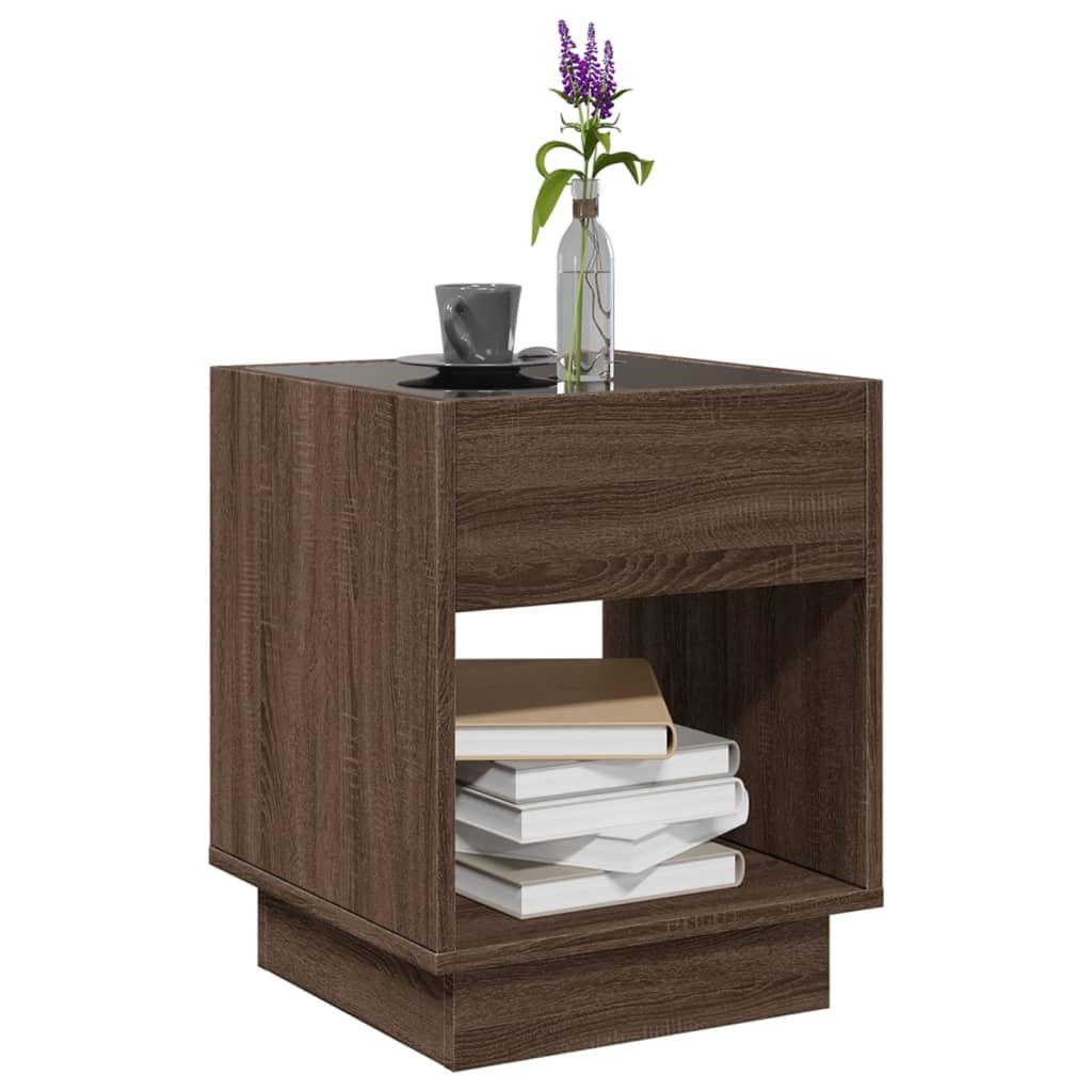 VidaXL Salontafel met Infinity LED 40x40x50 cm bruin eikenkleurig