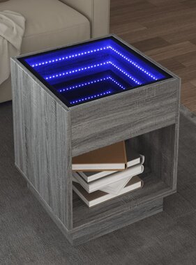 VidaXL Salontafel met Infinity LED 40x40x50 cm grijs sonoma eikenkleur