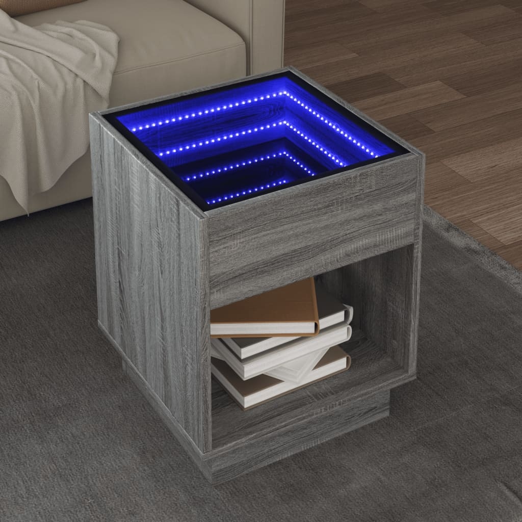 VidaXL Salontafel met Infinity LED 40x40x50 cm grijs sonoma eikenkleur