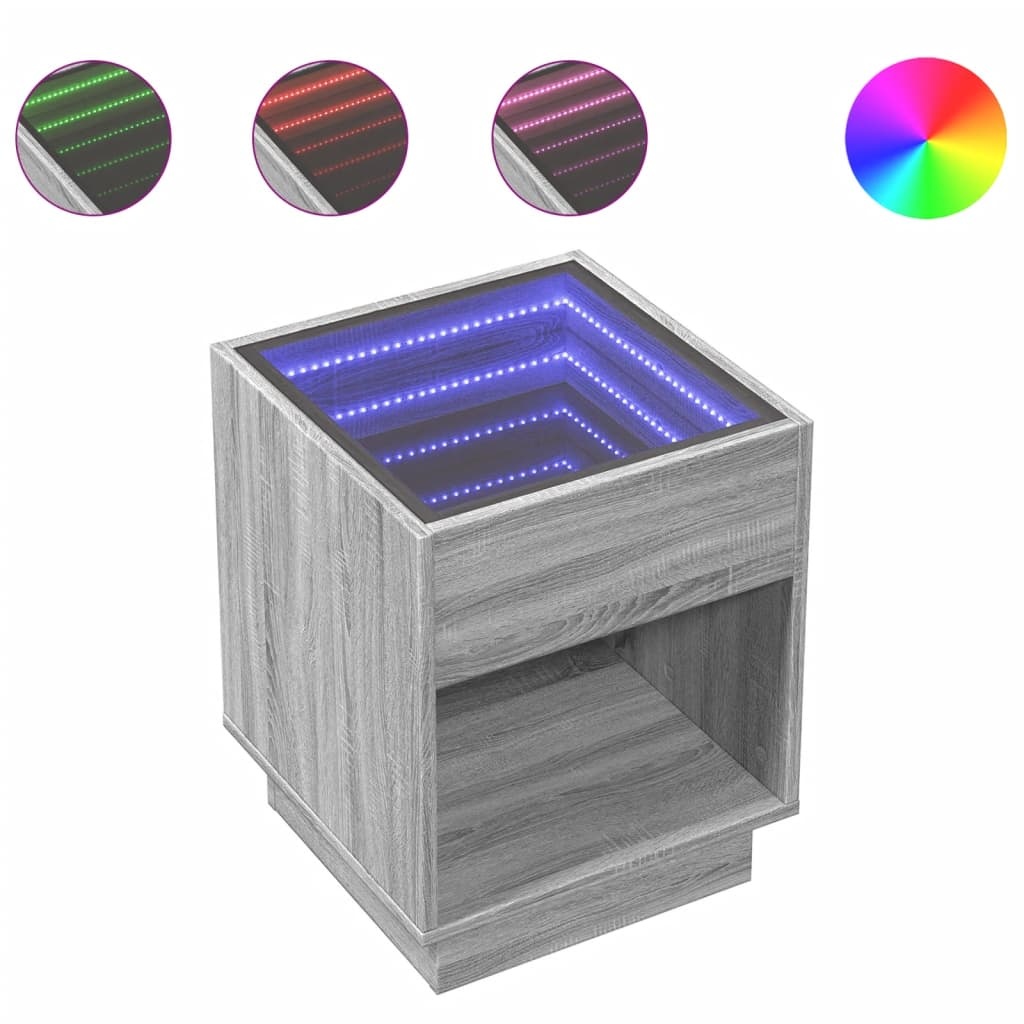 VidaXL Salontafel met Infinity LED 40x40x50 cm grijs sonoma eikenkleur