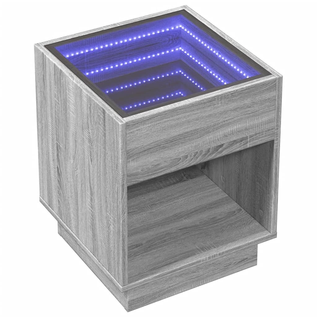 VidaXL Salontafel met Infinity LED 40x40x50 cm grijs sonoma eikenkleur