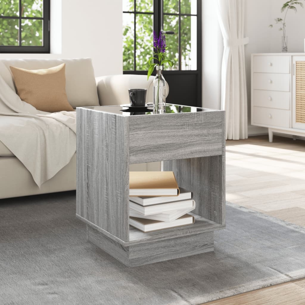 VidaXL Salontafel met Infinity LED 40x40x50 cm grijs sonoma eikenkleur