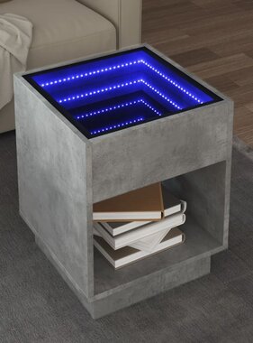 VidaXL Salontafel met Infinity LED 40x40x50 cm betongrijs
