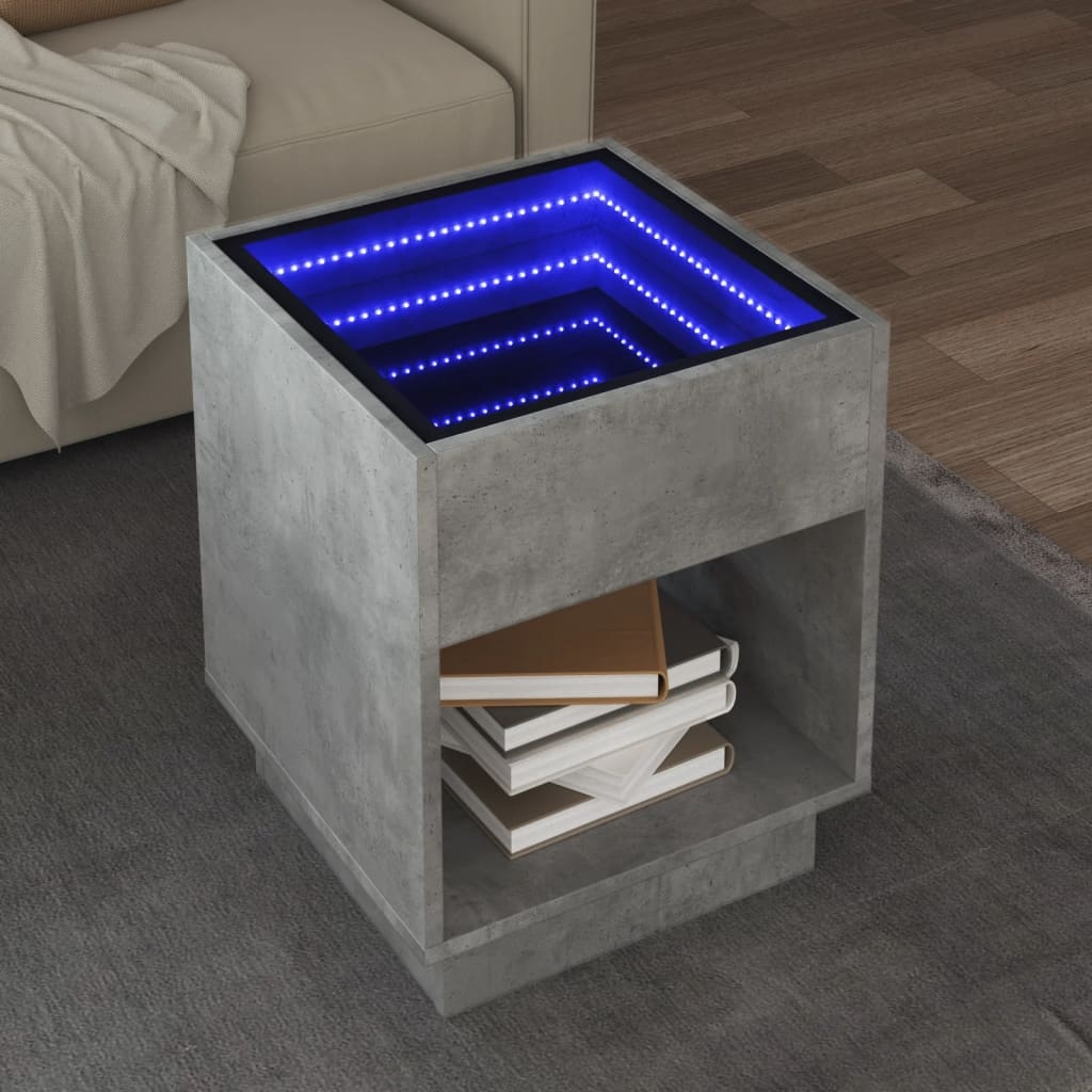 VidaXL Salontafel met Infinity LED 40x40x50 cm betongrijs