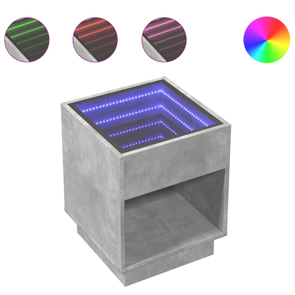VidaXL Salontafel met Infinity LED 40x40x50 cm betongrijs