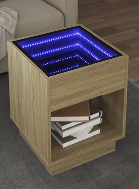 VidaXL Salontafel met Infinity LED 40x40x50 cm sonoma eikenkleurig