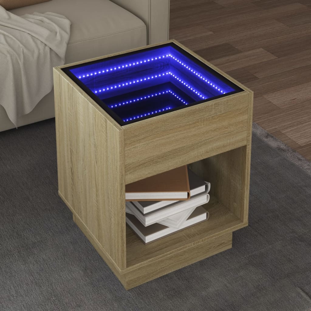 VidaXL Salontafel met Infinity LED 40x40x50 cm sonoma eikenkleurig