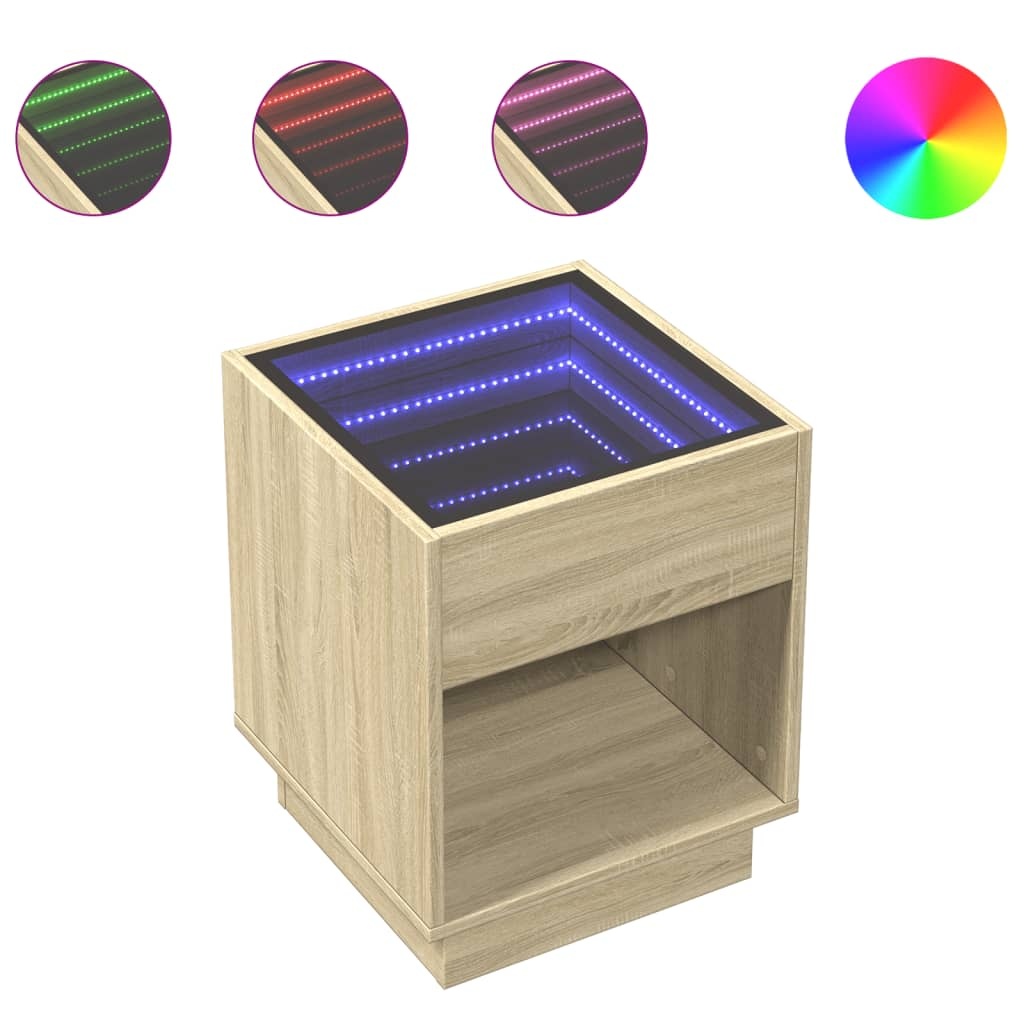 VidaXL Salontafel met Infinity LED 40x40x50 cm sonoma eikenkleurig