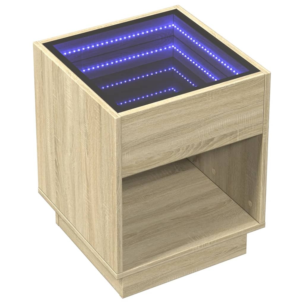 VidaXL Salontafel met Infinity LED 40x40x50 cm sonoma eikenkleurig