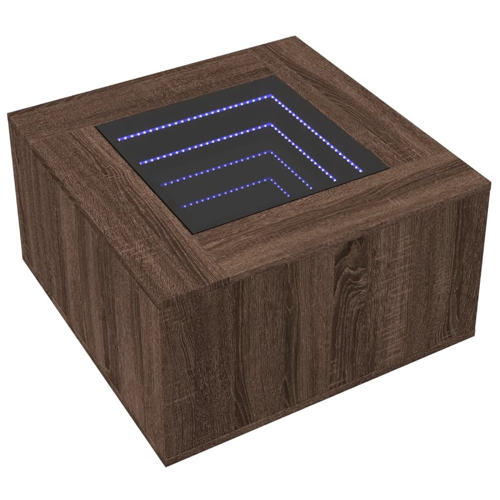VidaXL Salontafel met LED 60x60x40 cm bewerkt hout bruin eikenkleurig