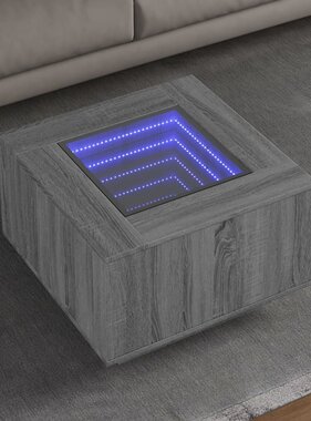 VidaXL Salontafel met LED 60x60x40 cm bewerkt hout grijs sonoma eiken