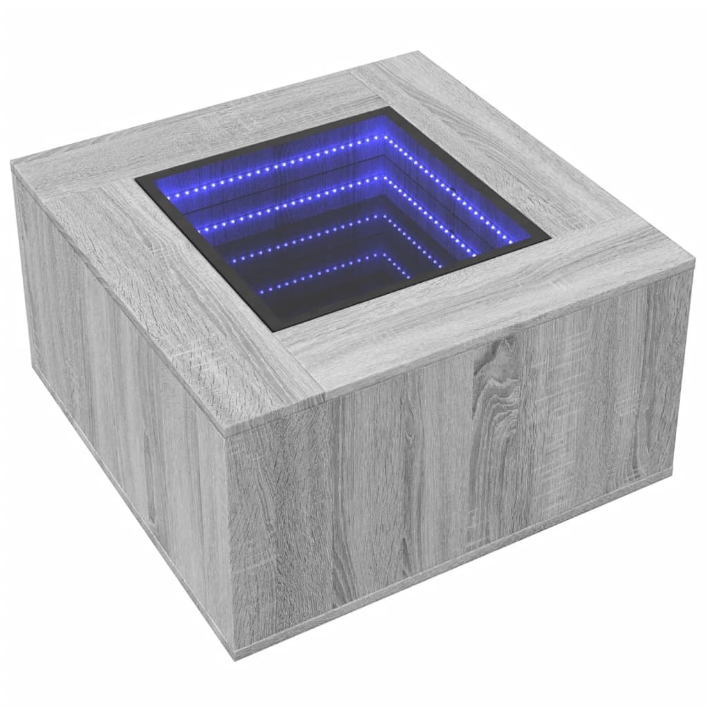 VidaXL Salontafel met LED 60x60x40 cm bewerkt hout grijs sonoma eiken