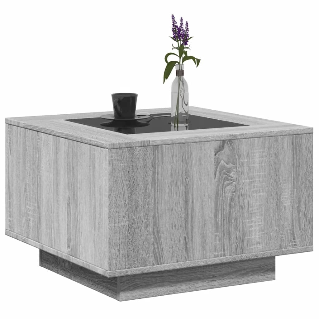 VidaXL Salontafel met LED 60x60x40 cm bewerkt hout grijs sonoma eiken