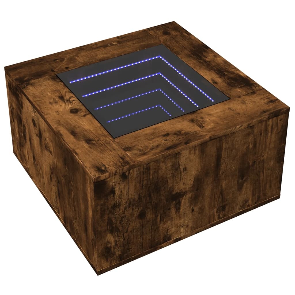 VidaXL Salontafel met LED 60x60x40 cm bewerkt hout gerookt eikenkleur