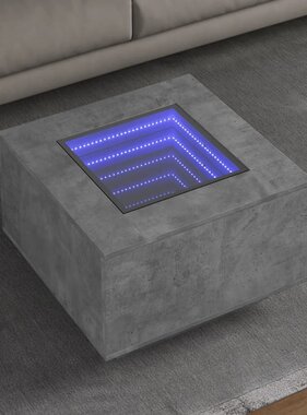 VidaXL Salontafel met LED 60x60x40 cm bewerkt hout betongrijs