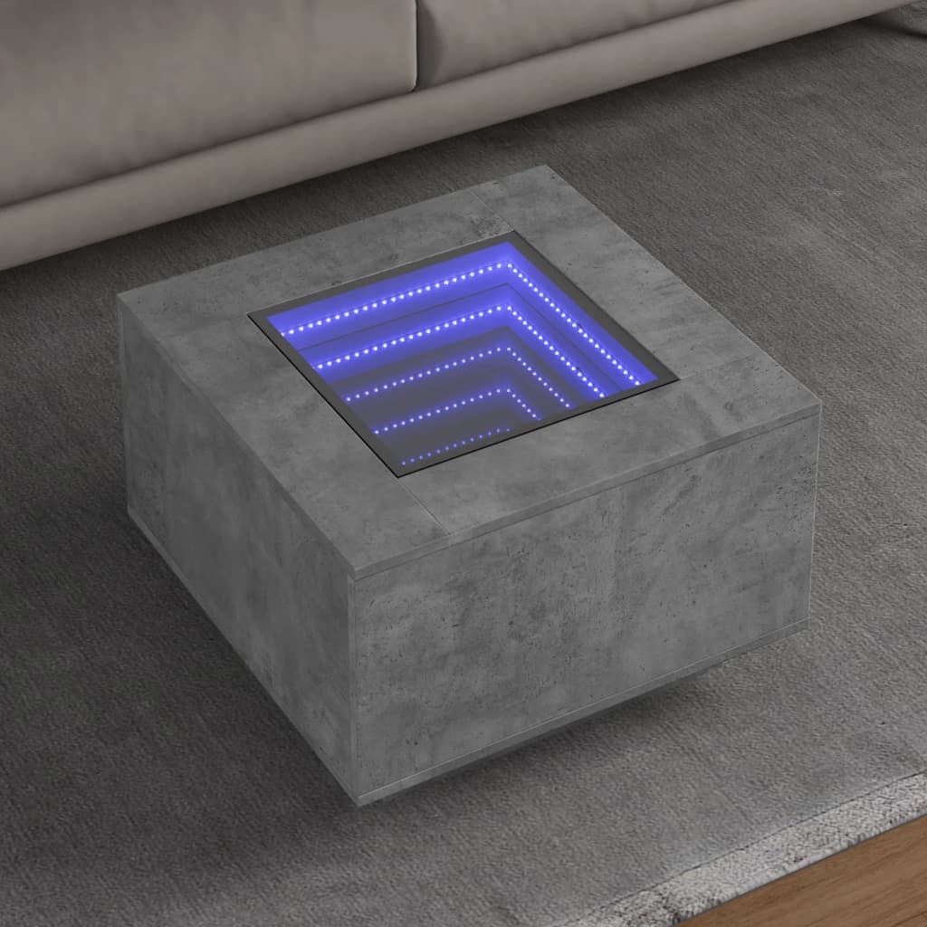 VidaXL Salontafel met LED 60x60x40 cm bewerkt hout betongrijs
