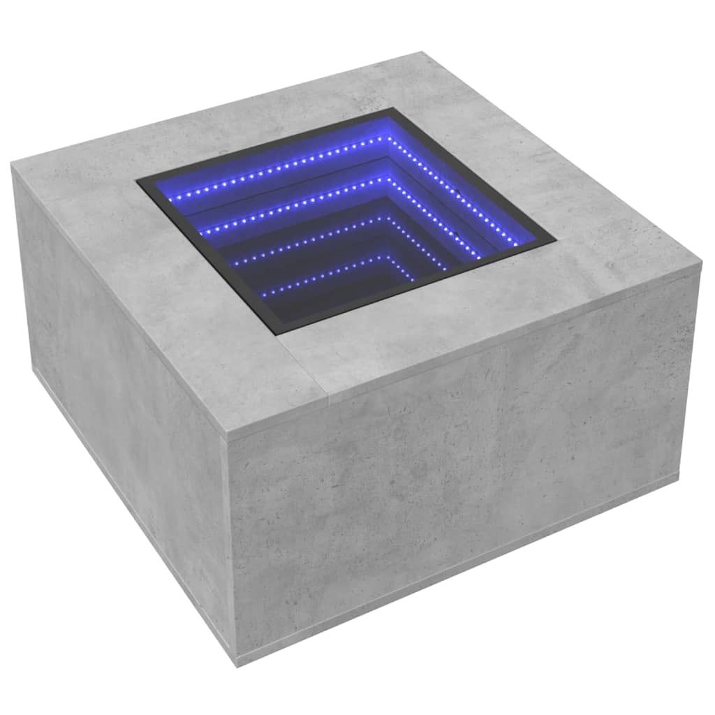 VidaXL Salontafel met LED 60x60x40 cm bewerkt hout betongrijs