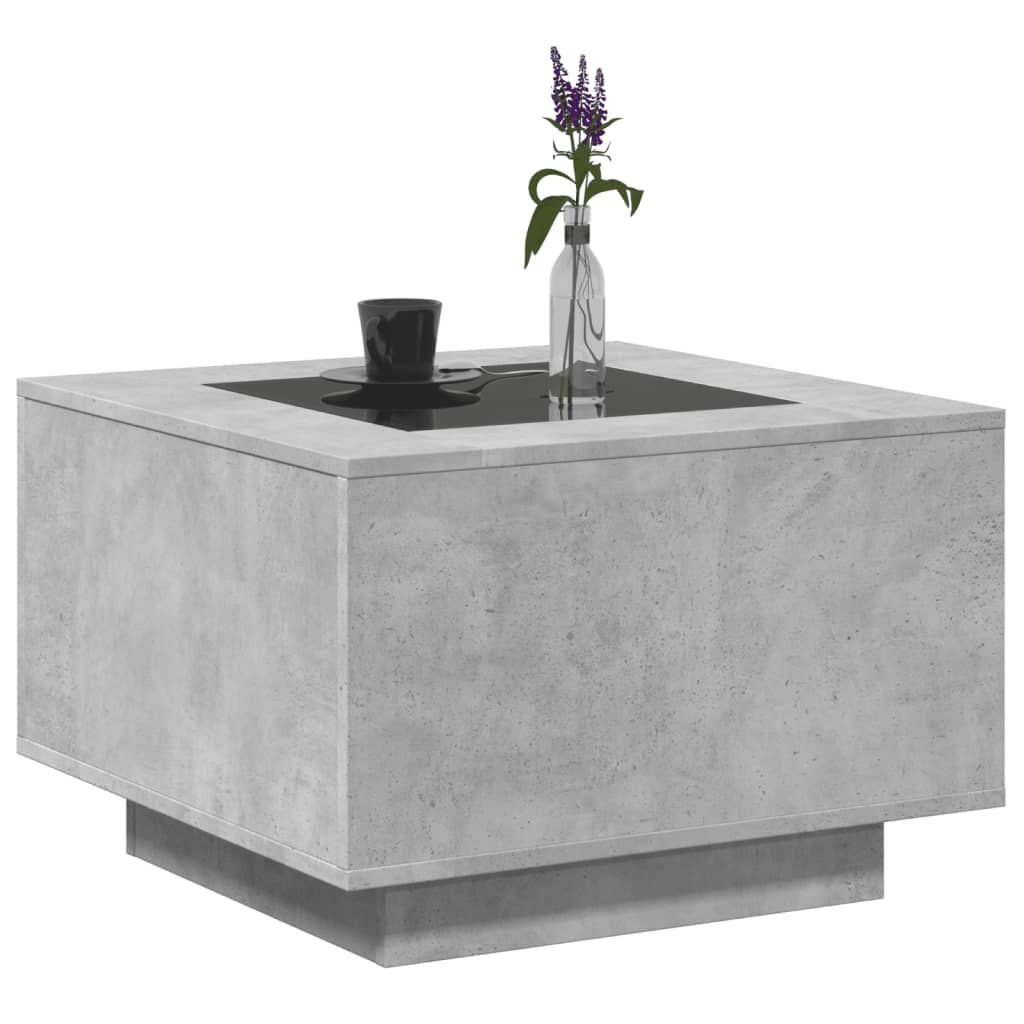 VidaXL Salontafel met LED 60x60x40 cm bewerkt hout betongrijs