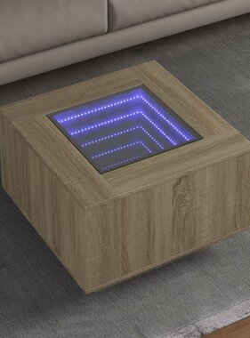 VidaXL Salontafel met LED 60x60x40 cm bewerkt hout sonoma eikenkleurig