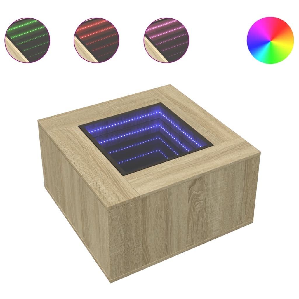 VidaXL Salontafel met LED 60x60x40 cm bewerkt hout sonoma eikenkleurig