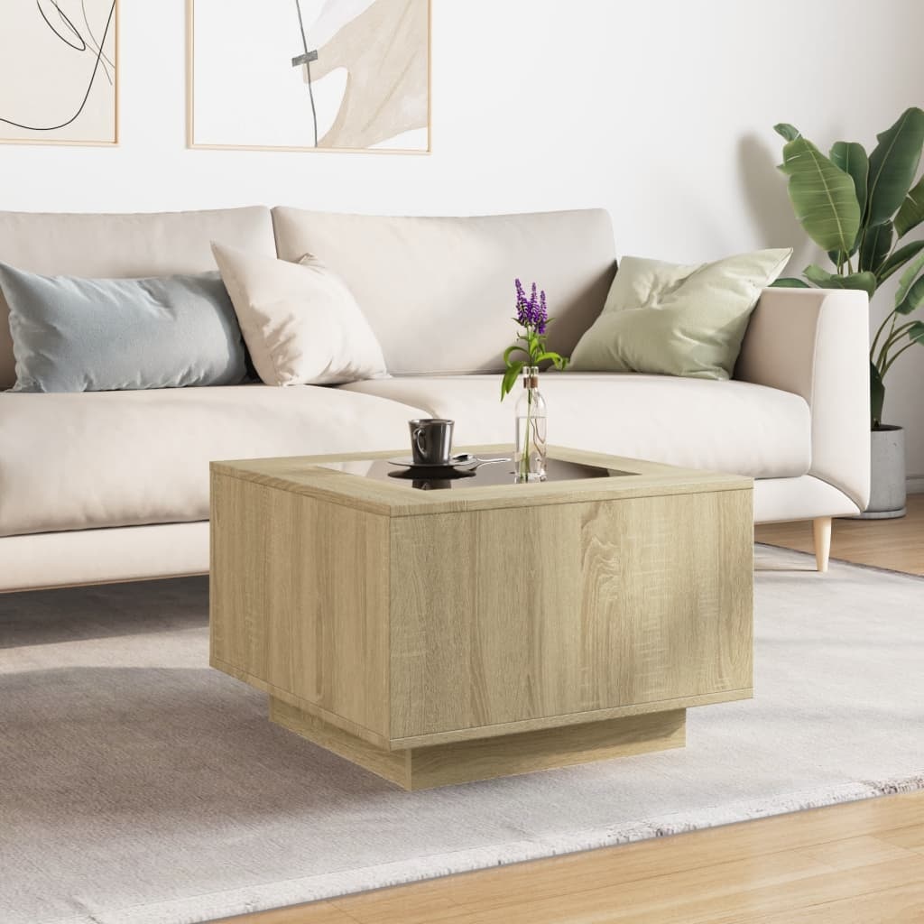 VidaXL Salontafel met LED 60x60x40 cm bewerkt hout sonoma eikenkleurig