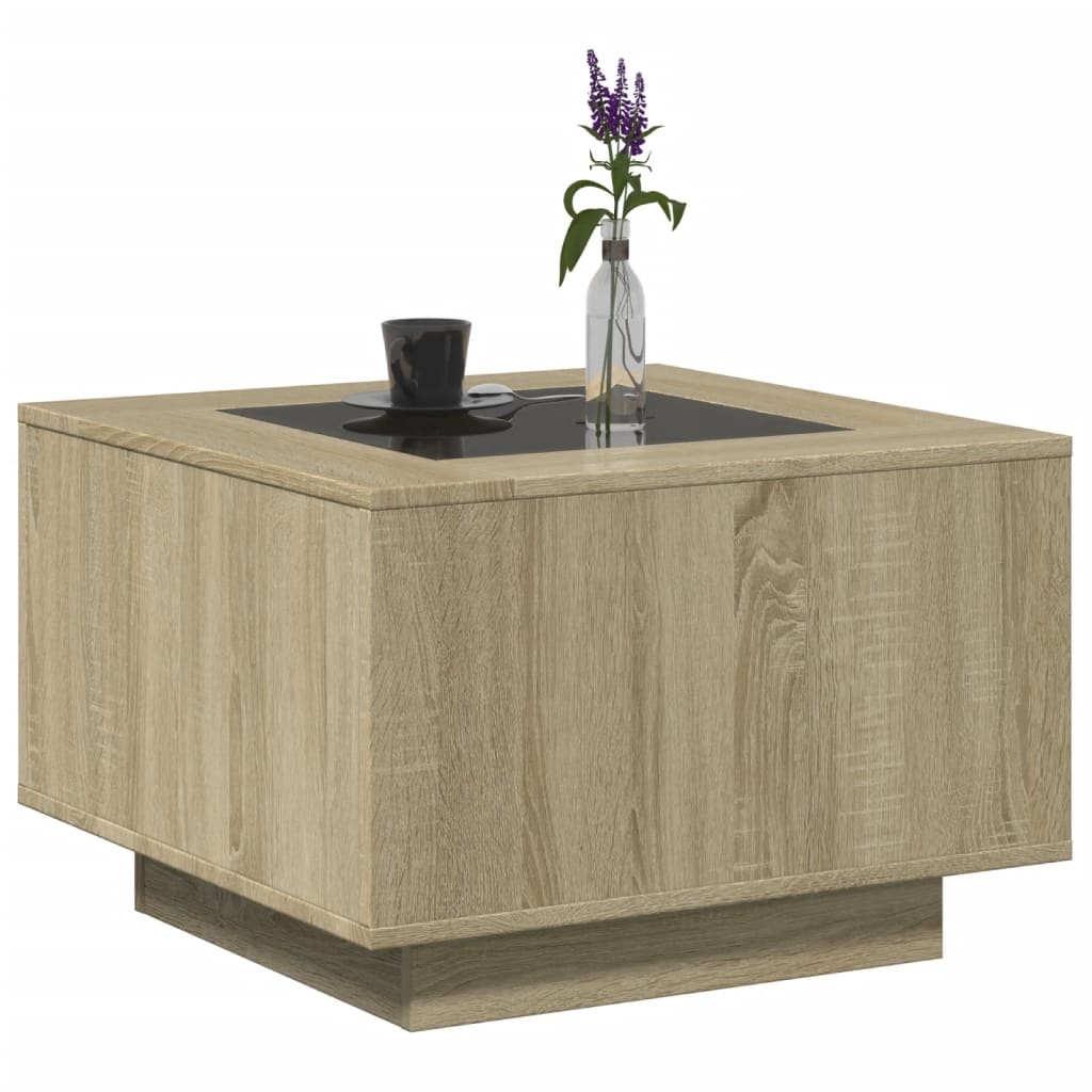 VidaXL Salontafel met LED 60x60x40 cm bewerkt hout sonoma eikenkleurig