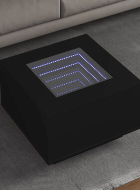VidaXL Salontafel met LED 60x60x40 cm bewerkt hout zwart