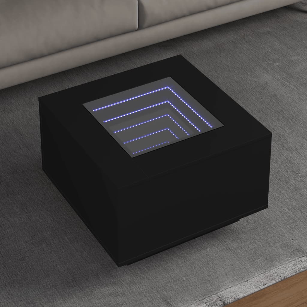 VidaXL Salontafel met LED 60x60x40 cm bewerkt hout zwart