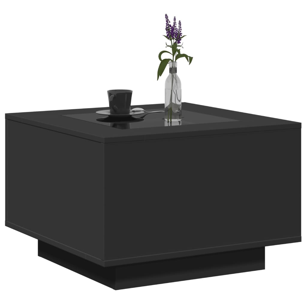 VidaXL Salontafel met LED 60x60x40 cm bewerkt hout zwart