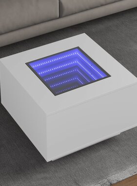 VidaXL Salontafel met LED 60x60x40 cm bewerkt hout wit