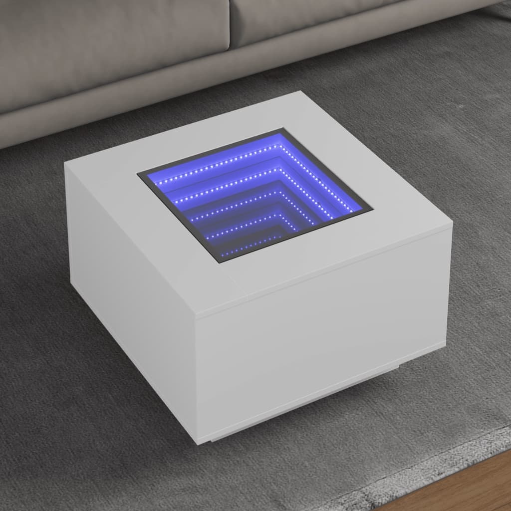 VidaXL Salontafel met LED 60x60x40 cm bewerkt hout wit