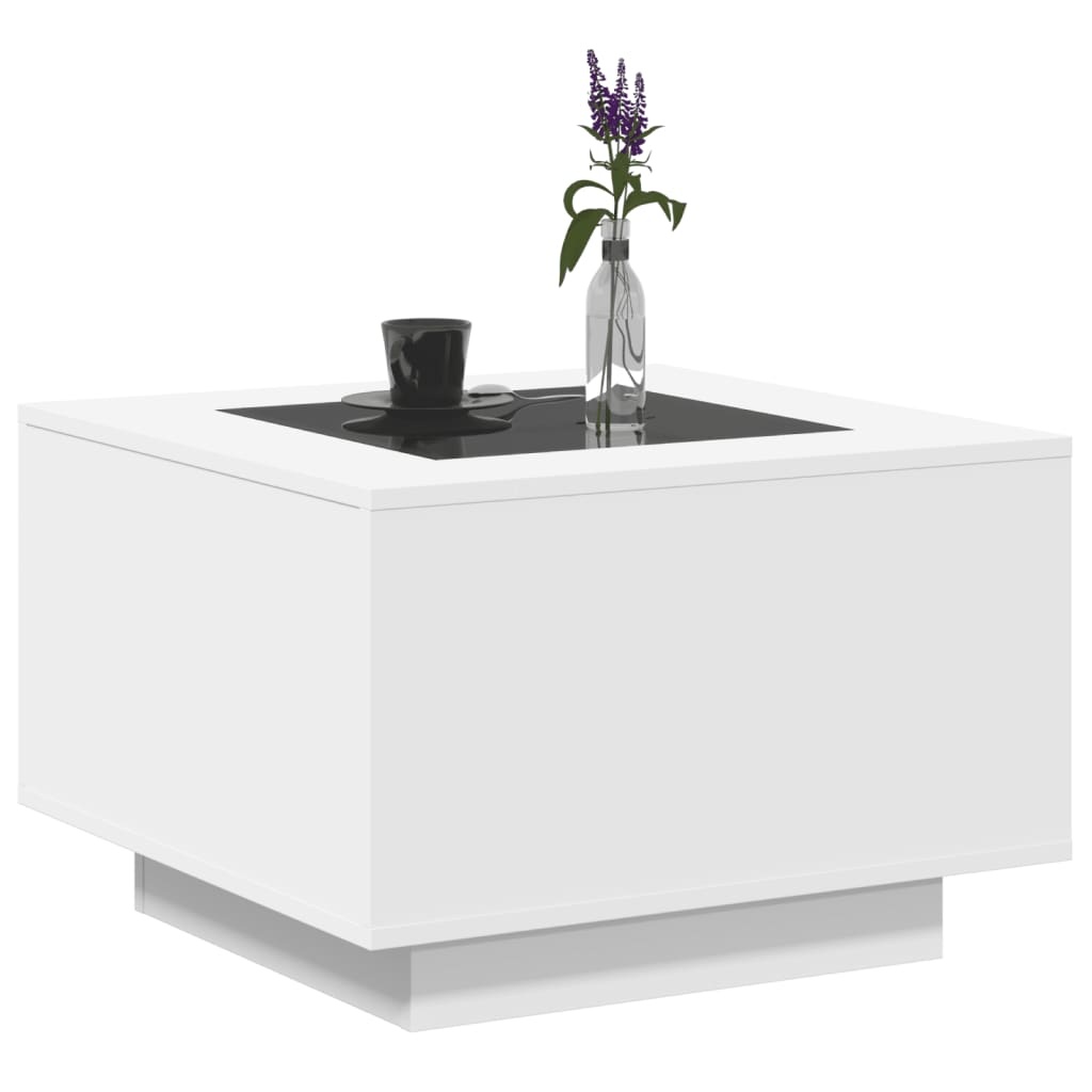 VidaXL Salontafel met LED 60x60x40 cm bewerkt hout wit