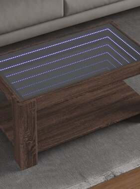 VidaXL Salontafel met LED 93x53x45 cm bewerkt hout bruin eikenkleur