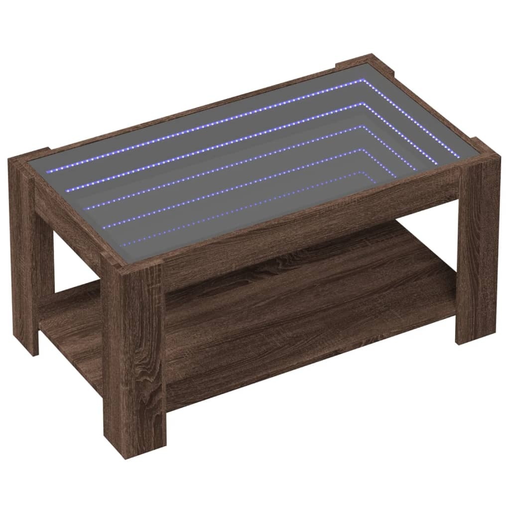 VidaXL Salontafel met LED 93x53x45 cm bewerkt hout bruin eikenkleur