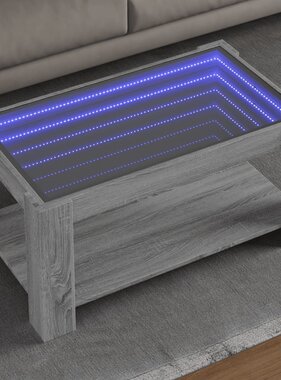 VidaXL Salontafel met LED 93x53x45 cm bewerkt hout grijs sonoma eiken