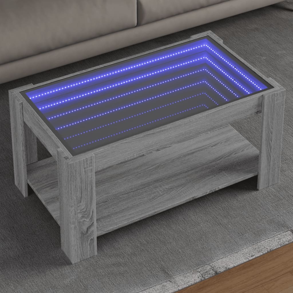 VidaXL Salontafel met LED 93x53x45 cm bewerkt hout grijs sonoma eiken