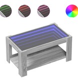 VidaXL Salontafel met LED 93x53x45 cm bewerkt hout grijs sonoma eiken