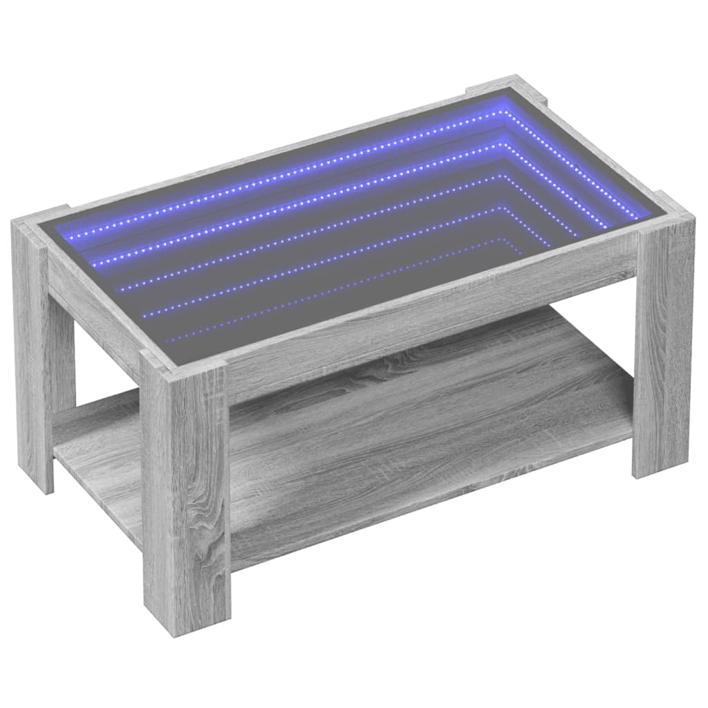 VidaXL Salontafel met LED 93x53x45 cm bewerkt hout grijs sonoma eiken