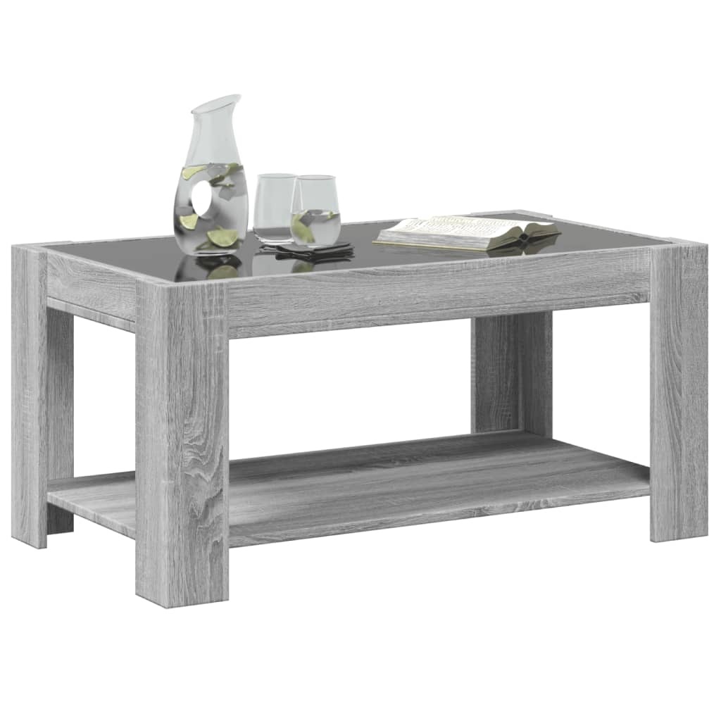VidaXL Salontafel met LED 93x53x45 cm bewerkt hout grijs sonoma eiken