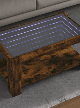 VidaXL Salontafel met LED 93x53x45 cm bewerkt hout gerookt eikenkleur