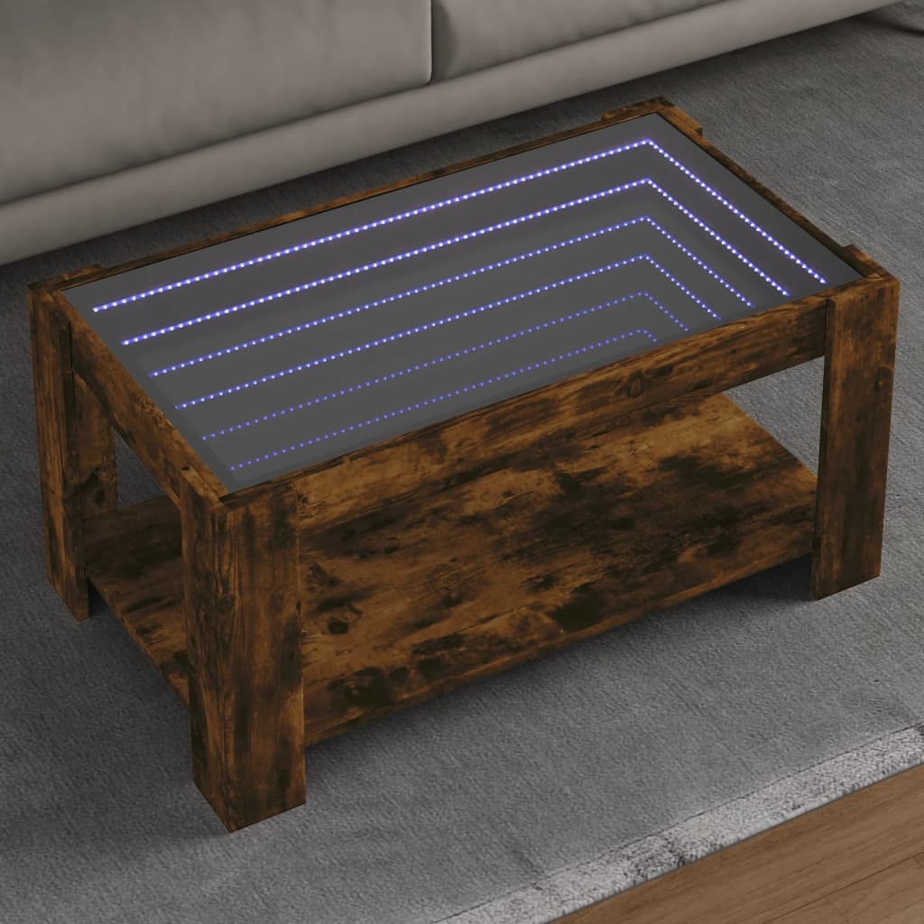 VidaXL Salontafel met LED 93x53x45 cm bewerkt hout gerookt eikenkleur